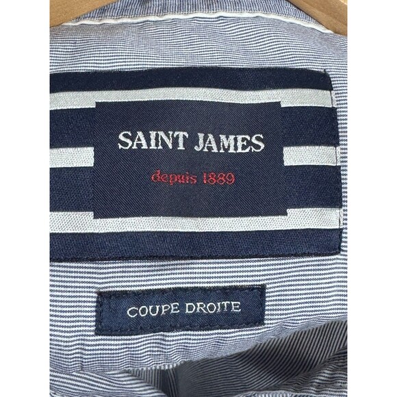 Saint James Button Down Shirt Womens Small Blue White Stripe Long Sleeve Coastal - Picture 5 of 13